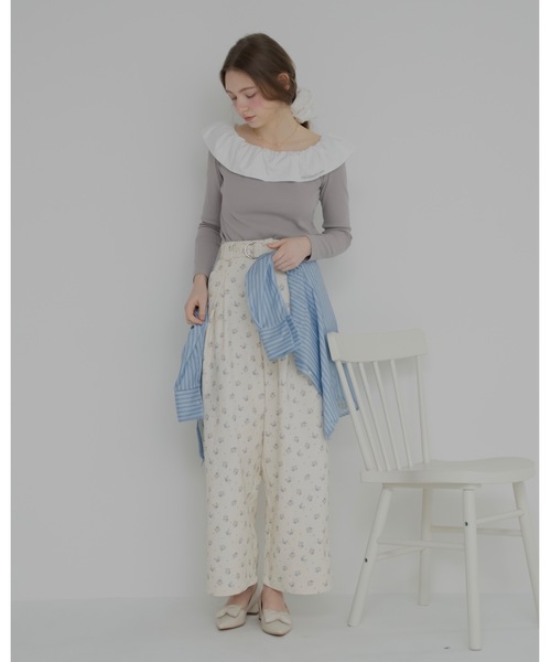 JUMELLE（ジュメロ）の「フリルオフショルトップ（Tシャツ/カットソー・レディース・グレー/ブラック・FREE）」の13枚目の写真