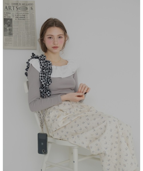 JUMELLE（ジュメロ）の「フリルオフショルトップ（Tシャツ/カットソー・レディース・グレー/ブラック・FREE）」の14枚目の写真