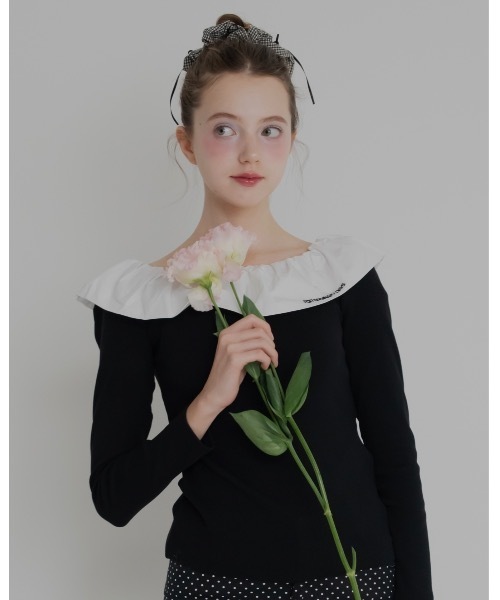 JUMELLE（ジュメロ）の「フリルオフショルトップ（Tシャツ/カットソー・レディース・グレー/ブラック・FREE）」の15枚目の写真