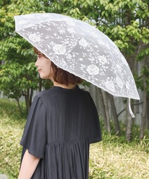 LAVEANGE | 【遮光率100％・UVカット率100％】晴雨兼用 バンブーハンドル レース日傘 45cm(長傘)
