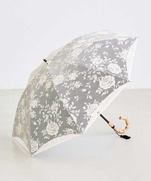 LAVEANGE(ラビアンジェ)の「【遮光率100%・UVカット率100%】晴雨兼用 バンブーハンドル レース日傘 45cm 日傘(長傘・レディース・ブラック/ベージュ・F)」の8枚目の写真