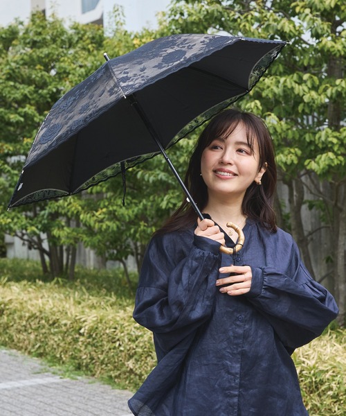 LAVEANGE(ラビアンジェ)の「【遮光率100%・UVカット率100%】晴雨兼用 バンブーハンドル レース日傘 45cm 日傘(長傘・レディース・ブラック/ベージュ・F)」の5枚目の写真
