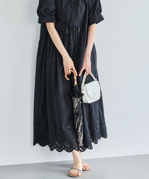LAVEANGE(ラビアンジェ)の「【遮光率100%・UVカット率100%】晴雨兼用 バンブーハンドル レース日傘 45cm 日傘(長傘・レディース・ブラック/ベージュ・F)」の20枚目の写真