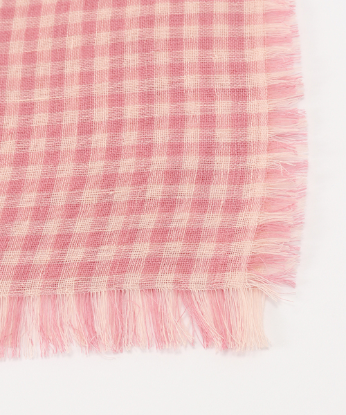 FRAMeWORK（フレームワーク）の「THROW/スロー ライトリネンギンガムチェックストール（ストール/ショール・レディース・ピンク/サックスブルー/イエロー・FREE）」の7枚目の写真