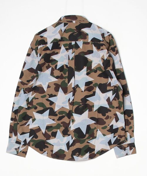 A BATHING APE(アベイシングエイプ)の「STA OVER PRINT 1ST CAMO POPLIN LS SHIRT(シャツ/ブラウス・メンズ・イエロー/グリーン・X-LARGE/MEDIUM/XX-LARGE/LARGE)」の7枚目の写真