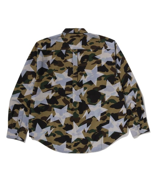 A BATHING APE(アベイシングエイプ)の「STA OVER PRINT 1ST CAMO POPLIN LS SHIRT(シャツ/ブラウス・メンズ・イエロー/グリーン・X-LARGE/MEDIUM/XX-LARGE/LARGE)」の3枚目の写真