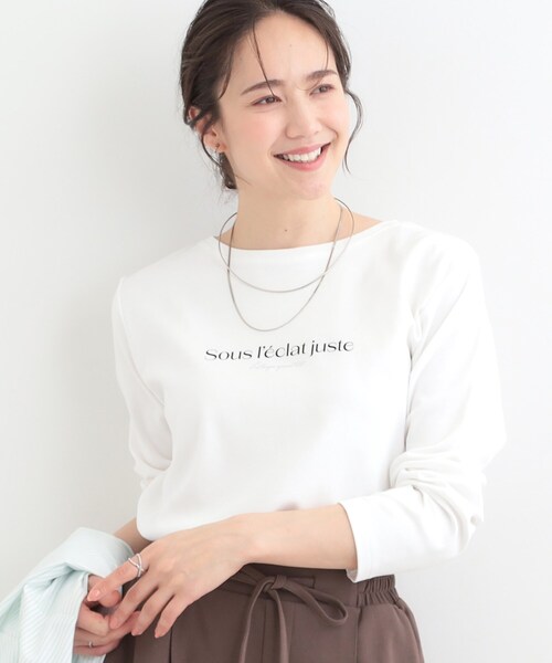 SHOO・LA・RUE（シューラルー）の「【接触冷感/UVカット/抗菌防臭】スムース ロゴロンT（Tシャツ/カットソー・レディース・ホワイト系1/ホワイト/ブラック・04/03/02/01）」の2枚目の写真