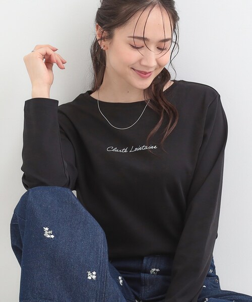 SHOO・LA・RUE（シューラルー）の「【接触冷感/UVカット/抗菌防臭】スムース ロゴロンT（Tシャツ/カットソー・レディース・ホワイト系1/ホワイト/ブラック・04/03/02/01）」の3枚目の写真