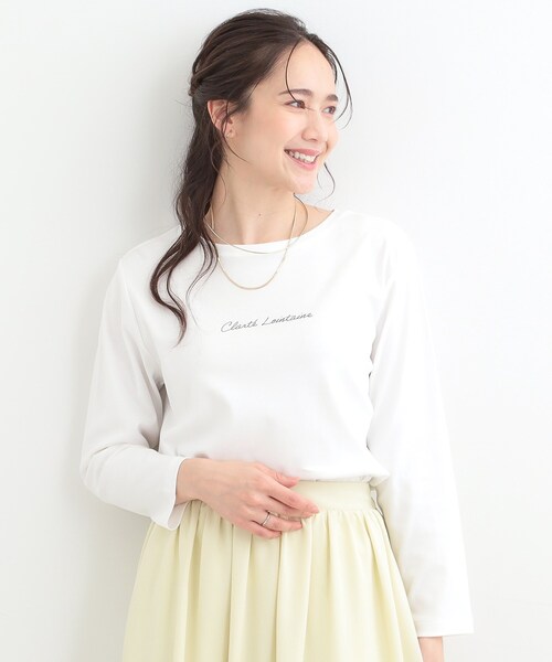 SHOO・LA・RUE（シューラルー）の「【接触冷感/UVカット/抗菌防臭】スムース ロゴロンT（Tシャツ/カットソー・レディース・ホワイト系1/ホワイト/ブラック・04/03/02/01）」の4枚目の写真