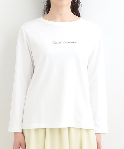 SHOO・LA・RUE（シューラルー）の「【接触冷感/UVカット/抗菌防臭】スムース ロゴロンT（Tシャツ/カットソー・レディース・ホワイト系1/ホワイト/ブラック・04/03/02/01）」の8枚目の写真