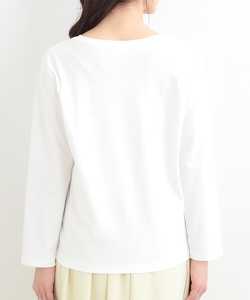 SHOO・LA・RUE（シューラルー）の「【接触冷感/UVカット/抗菌防臭】スムース ロゴロンT（Tシャツ/カットソー・レディース・ホワイト系1/ホワイト/ブラック・04/03/02/01）」の10枚目の写真