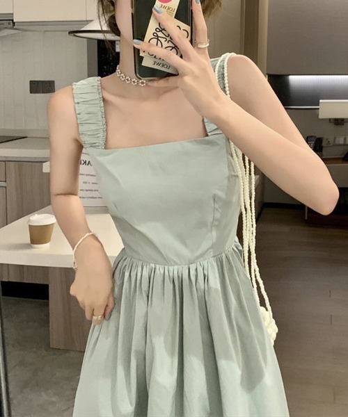 SallyLunn(サリーラン)の「ノースリーブギャザーフレアワンピース(ワンピース・レディース・ホワイト/グリーン/ブラック・MEDIUM/LARGE)」の18枚目の写真