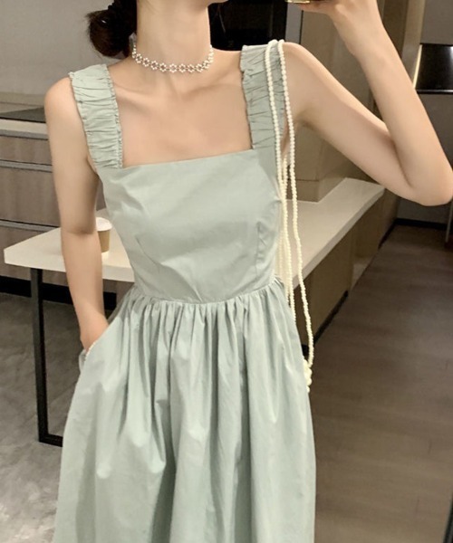 SallyLunn(サリーラン)の「ノースリーブギャザーフレアワンピース(ワンピース・レディース・ホワイト/グリーン/ブラック・MEDIUM/LARGE)」の19枚目の写真