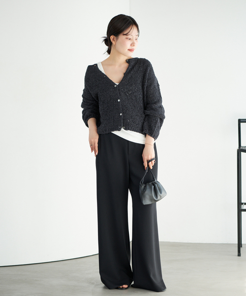 plage（プラージュ）の「《追加》Fringe yarn カーディガン 2（カーディガン/ボレロ・レディース・アイボリー/ブラック/キャメル・FREE）」の10枚目の写真