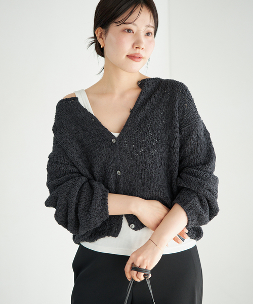 plage（プラージュ）の「《追加》Fringe yarn カーディガン 2（カーディガン/ボレロ・レディース・アイボリー/ブラック/キャメル・FREE）」の13枚目の写真