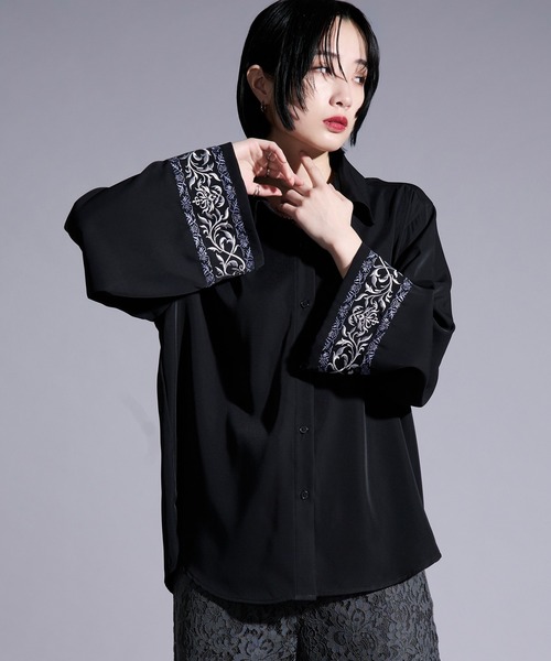 Ellno Loset（エルノロゼット）の「2wayアームスリットパターン刺繍シャツ（シャツ/ブラウス・メンズ・ブラック/ブルーグレー/オフホワイト・LARGE/MEDIUM/SMALL）」の16枚目の写真