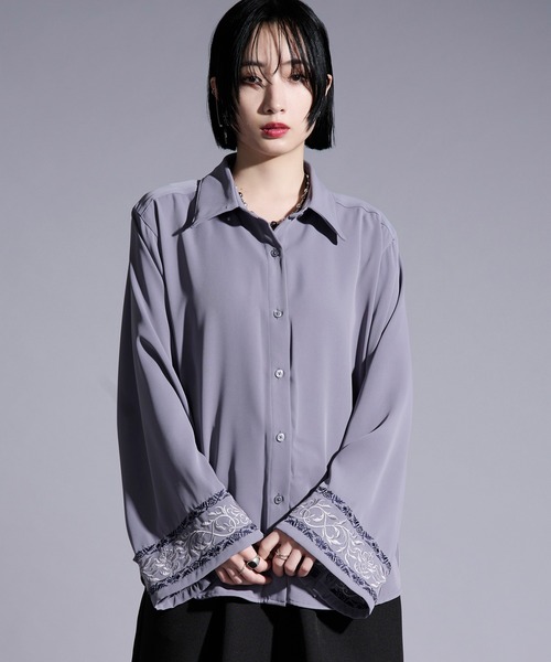 2wayアームスリットパターン刺繍シャツ（シャツ/ブラウス）｜Ellno