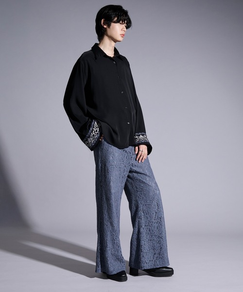 Ellno Loset（エルノロゼット）の「2wayアームスリットパターン刺繍シャツ（シャツ/ブラウス・メンズ・ブラック/ブルーグレー/オフホワイト・LARGE/MEDIUM/SMALL）」の11枚目の写真