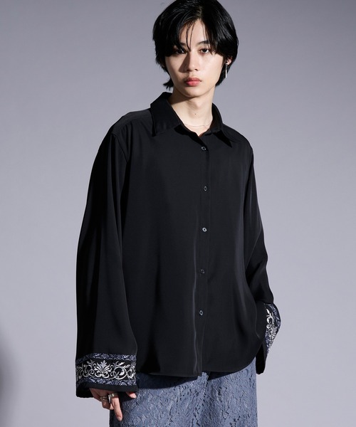 Ellno Loset（エルノロゼット）の「2wayアームスリットパターン刺繍シャツ（シャツ/ブラウス・メンズ・ブラック/ブルーグレー/オフホワイト・LARGE/MEDIUM/SMALL）」の9枚目の写真