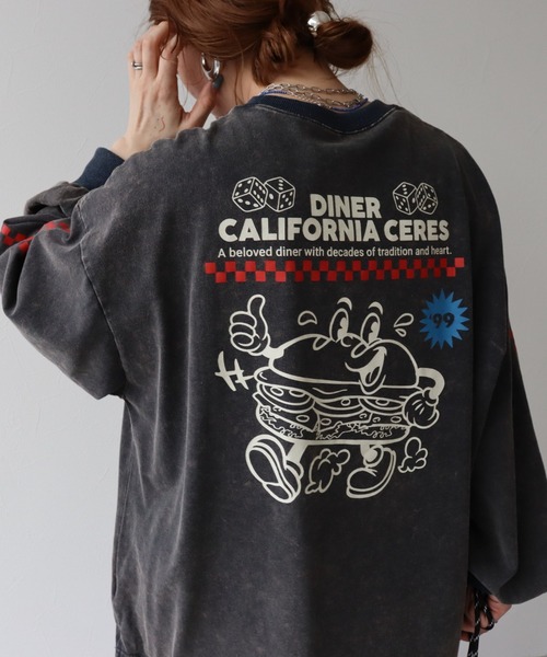 zena(ジェナ)の「ヴィンテージハンバーガーロンTee(Tシャツ/カットソー・レディース・チャコール/ネイビー・FREE)」の1枚目の写真