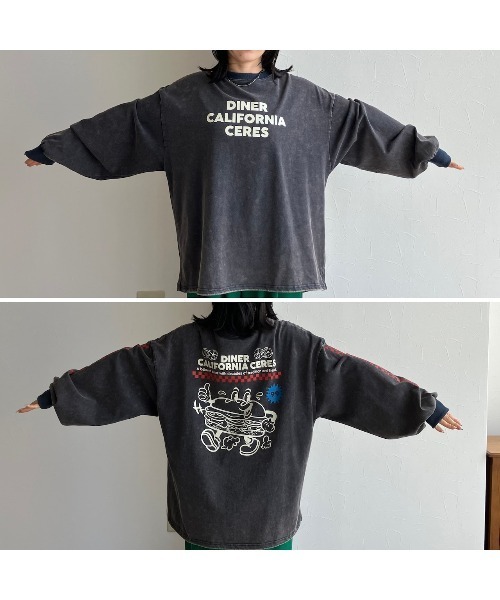 zena(ジェナ)の「ヴィンテージハンバーガーロンTee(Tシャツ/カットソー・レディース・チャコール/ネイビー・FREE)」の15枚目の写真