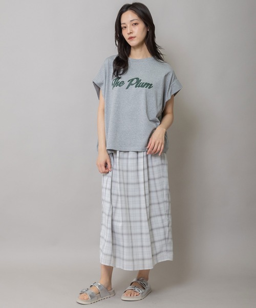 Munich(ミューニック)の「"The Plum"ロゴプリントタックスリーブTシャツ(Tシャツ/カットソー・レディース・グレー/アイボリー/ダークベージュ・FREE)」の19枚目の写真