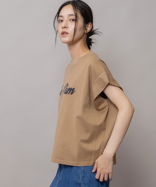 Munich(ミューニック)の「"The Plum"ロゴプリントタックスリーブTシャツ(Tシャツ/カットソー・レディース・グレー/アイボリー/ダークベージュ・FREE)」の12枚目の写真