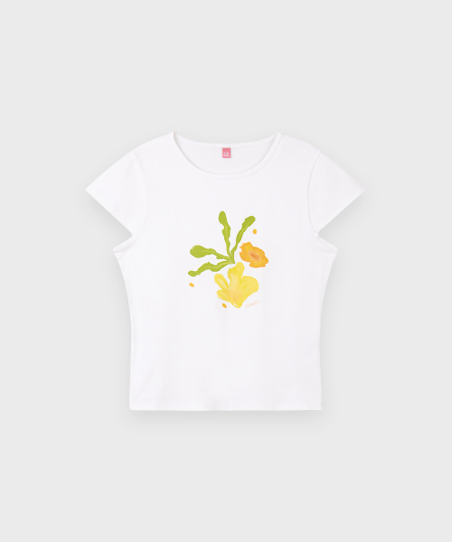 SINOON(シヌーン)の「SN Yellow Blossom T-Shirt (White)(Tシャツ/カットソー・レディース・ホワイト・SMALL/MEDIUM)」の2枚目の写真