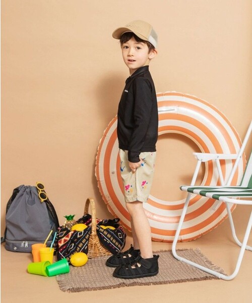 BRANSHES（ブランシェス）の「【水着 / SWIM】スプラッシュ総柄サーフパンツ（水着・キッズ・チャコールグレー/ベージュ・100/110/120/130/150/140）」の8枚目の写真