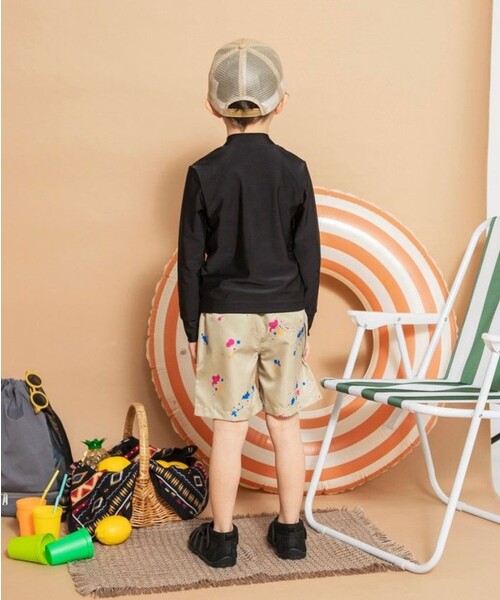 BRANSHES（ブランシェス）の「【水着 / SWIM】スプラッシュ総柄サーフパンツ（水着・キッズ・チャコールグレー/ベージュ・100/110/120/130/150/140）」の9枚目の写真