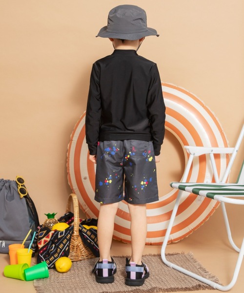 BRANSHES（ブランシェス）の「【水着 / SWIM】スプラッシュ総柄サーフパンツ（水着・キッズ・チャコールグレー/ベージュ・100/110/120/130/150/140）」の15枚目の写真