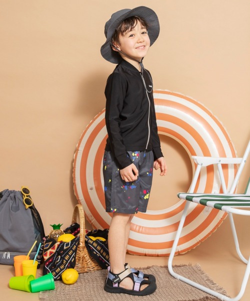 BRANSHES（ブランシェス）の「【水着 / SWIM】スプラッシュ総柄サーフパンツ（水着・キッズ・チャコールグレー/ベージュ・100/110/120/130/150/140）」の13枚目の写真