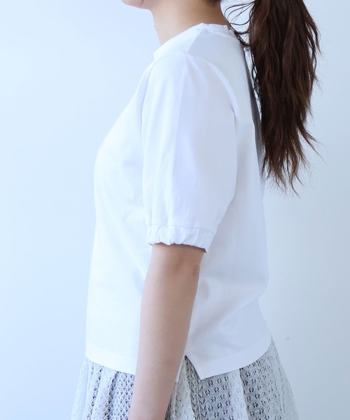 bulle de savon(ビュルデサボン)の「△らくがきはな 刺繍Tシャツ(Tシャツ/カットソー・レディース・ホワイト/ネイビー・FREE)」の15枚目の写真