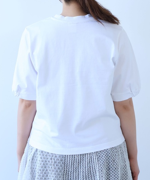 bulle de savon(ビュルデサボン)の「△らくがきはな 刺繍Tシャツ(Tシャツ/カットソー・レディース・ホワイト/ネイビー・FREE)」の16枚目の写真
