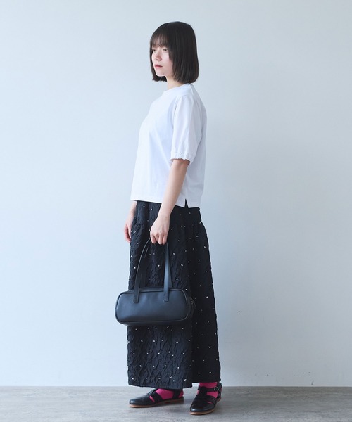 bulle de savon(ビュルデサボン)の「△らくがきはな 刺繍Tシャツ(Tシャツ/カットソー・レディース・ホワイト/ネイビー・FREE)」の11枚目の写真