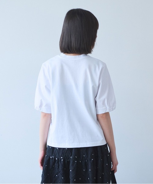 bulle de savon(ビュルデサボン)の「△らくがきはな 刺繍Tシャツ(Tシャツ/カットソー・レディース・ホワイト/ネイビー・FREE)」の7枚目の写真