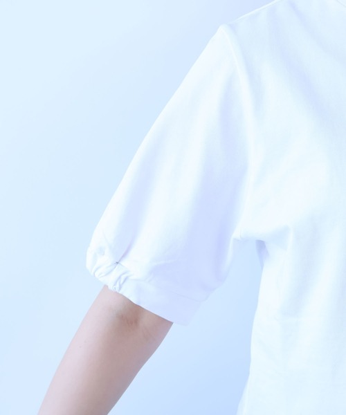 bulle de savon(ビュルデサボン)の「△らくがきはな 刺繍Tシャツ(Tシャツ/カットソー・レディース・ホワイト/ネイビー・FREE)」の18枚目の写真