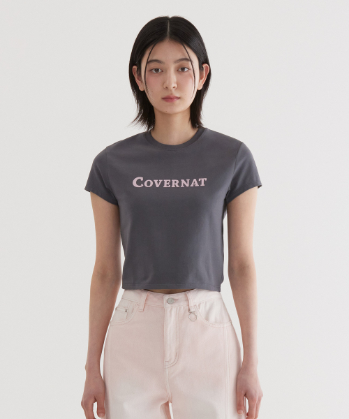 COVERNAT(カバーナット)の「(W) アセンティックロゴベイビーフィットTシャツ チャコール(Tシャツ/カットソー・レディース・その他・WS/WM)」の1枚目の写真