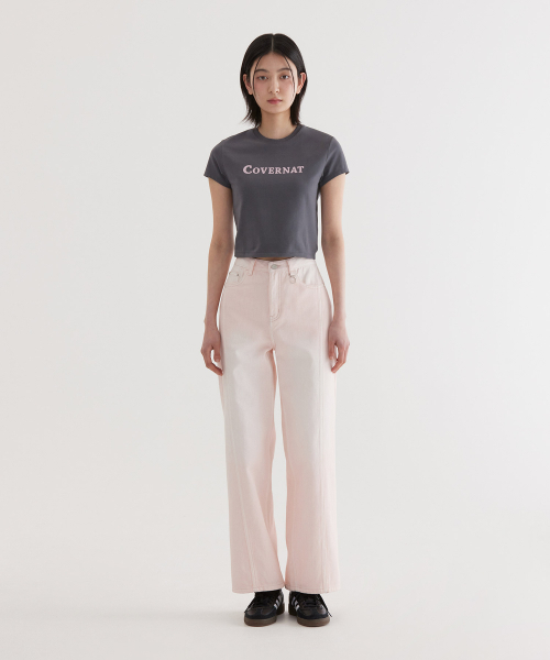 COVERNAT(カバーナット)の「(W) アセンティックロゴベイビーフィットTシャツ チャコール(Tシャツ/カットソー・レディース・その他・WS/WM)」の4枚目の写真