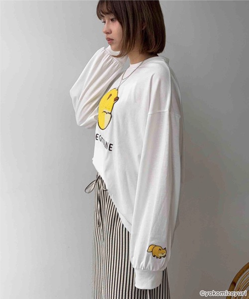 AS KNOW AS plus（アズノゥアズプラス）の「◯アクリルキーホルダー付き なんでもいきものロンT 【なんでもいきもの】（Tシャツ/カットソー・レディース・ホワイト/オートミール/スミクロ/ブルー・FREE）」の14枚目の写真