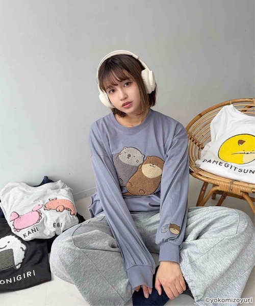 AS KNOW AS plus（アズノゥアズプラス）の「◯アクリルキーホルダー付き なんでもいきものロンT 【なんでもいきもの】（Tシャツ/カットソー・レディース・ホワイト/オートミール/スミクロ/ブルー・FREE）」の20枚目の写真