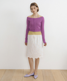 LUCIR ZU（ルシールズ）の「Scallop Lace Knee-Length Skirt (cream)（スカート）」