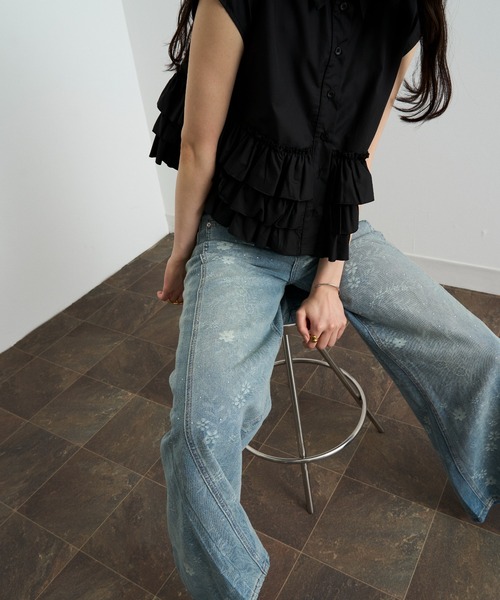 Lutim by u（ルチバイユー）の「ヴィンテージフラワーデニムパンツ（デニムパンツ・レディース・ブルー・M/S）」の11枚目の写真
