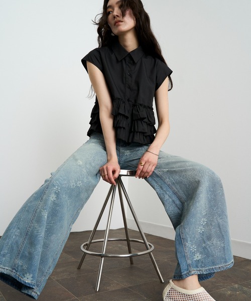 Lutim by u（ルチバイユー）の「ヴィンテージフラワーデニムパンツ（デニムパンツ・レディース・ブルー・M/S）」の10枚目の写真