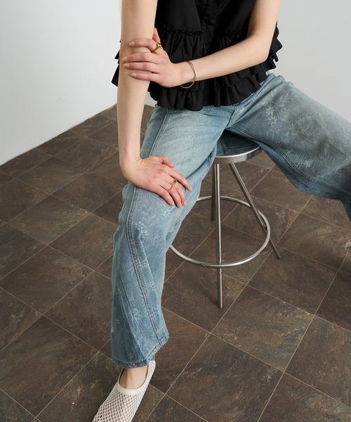 Lutim by u（ルチバイユー）の「ヴィンテージフラワーデニムパンツ（デニムパンツ・レディース・ブルー・M/S）」の12枚目の写真