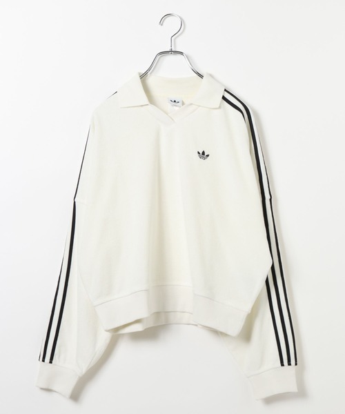 adidas（アディダス）の「【HEREIAM】adidas(アディダス)/テリータオル Vネック長袖ポロシャツ（ポロシャツ・レディース・オフホワイト/ブラック・MEDIUM/SMALL）」の3枚目の写真