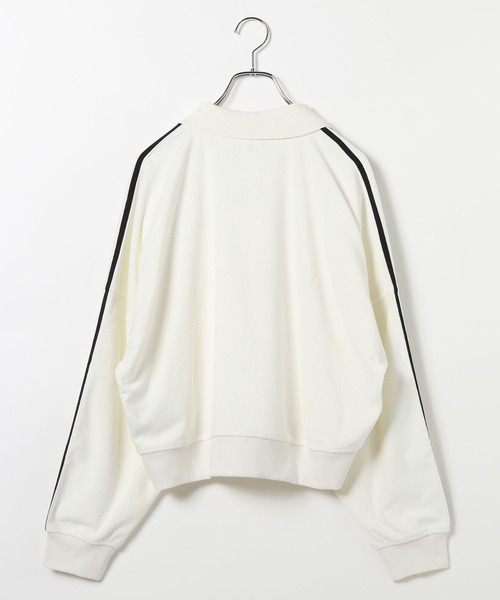 adidas（アディダス）の「【HEREIAM】adidas(アディダス)/テリータオル Vネック長袖ポロシャツ（ポロシャツ・レディース・オフホワイト/ブラック・MEDIUM/SMALL）」の5枚目の写真