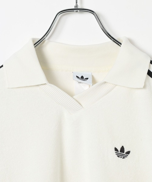 adidas（アディダス）の「【HEREIAM】adidas(アディダス)/テリータオル Vネック長袖ポロシャツ（ポロシャツ・レディース・オフホワイト/ブラック・MEDIUM/SMALL）」の6枚目の写真