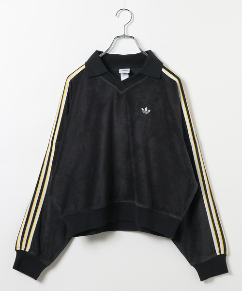 adidas（アディダス）の「【HEREIAM】adidas(アディダス)/テリータオル Vネック長袖ポロシャツ（ポロシャツ・レディース・オフホワイト/ブラック・MEDIUM/SMALL）」の4枚目の写真