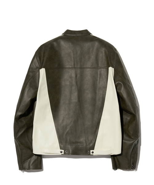 Engineered Leather Motorcycle Jacket Charcoal（ライダース